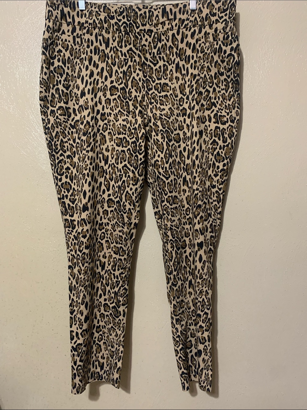 Kim Rogers 22W Leopard-Print Skinny Pull-On Pants in Tan and Black